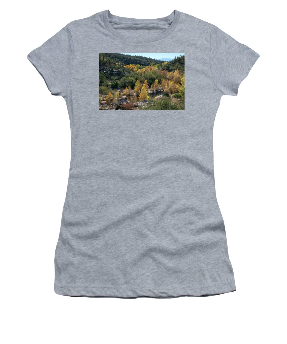 Scenic Women's T-Shirt featuring the photograph Sabino Canyon Tucson Arizona by Mary Lee Dereske