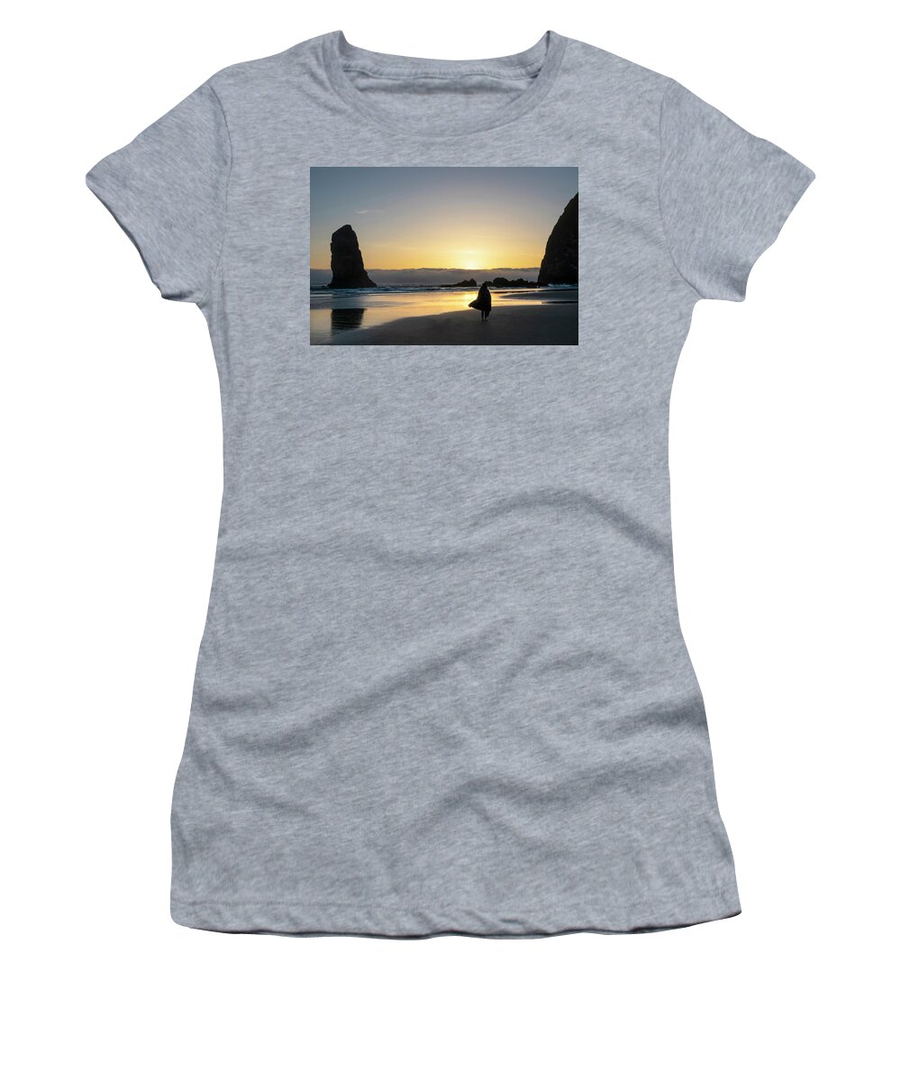 Cannon Beach Women's T-Shirt featuring the photograph Sacred Light by Steven Clark