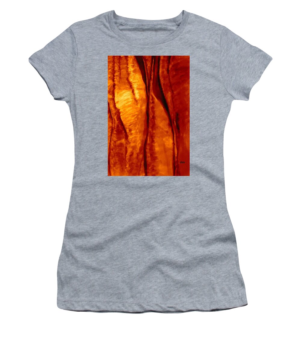 Uluru Women's T-Shirt featuring the drawing Sacred Uluru - Up Close by VIVA Anderson