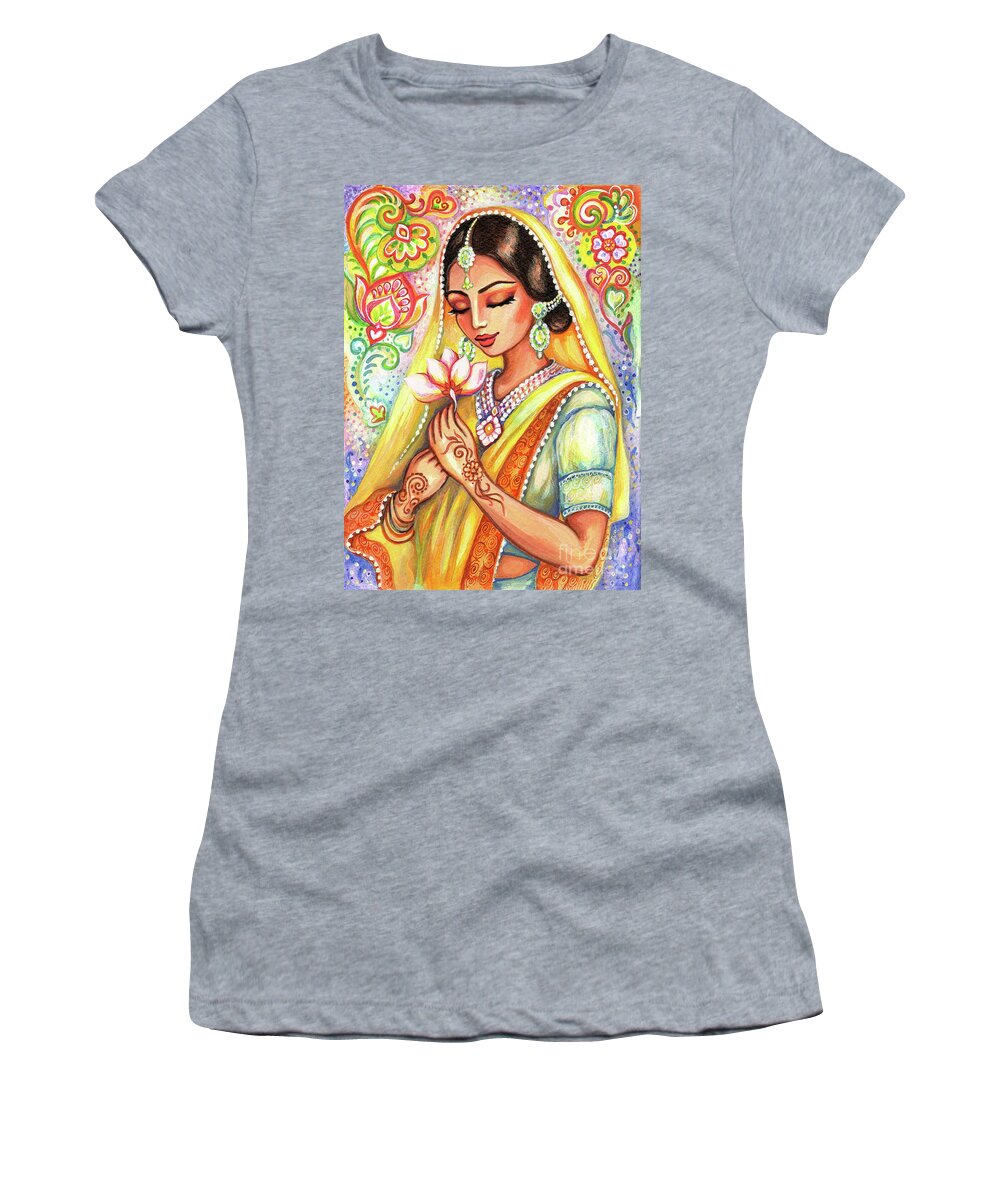 Praying Woman Women's T-Shirt featuring the painting Sacred Wish by Eva Campbell