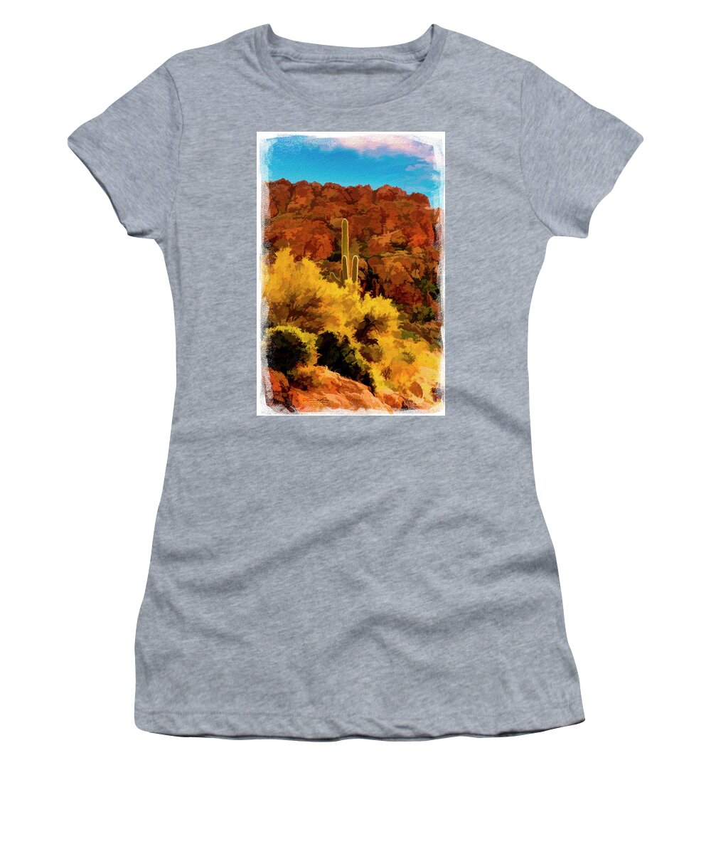 Saguaro Women's T-Shirt featuring the digital art Saguaro Cactus by Frank Lee