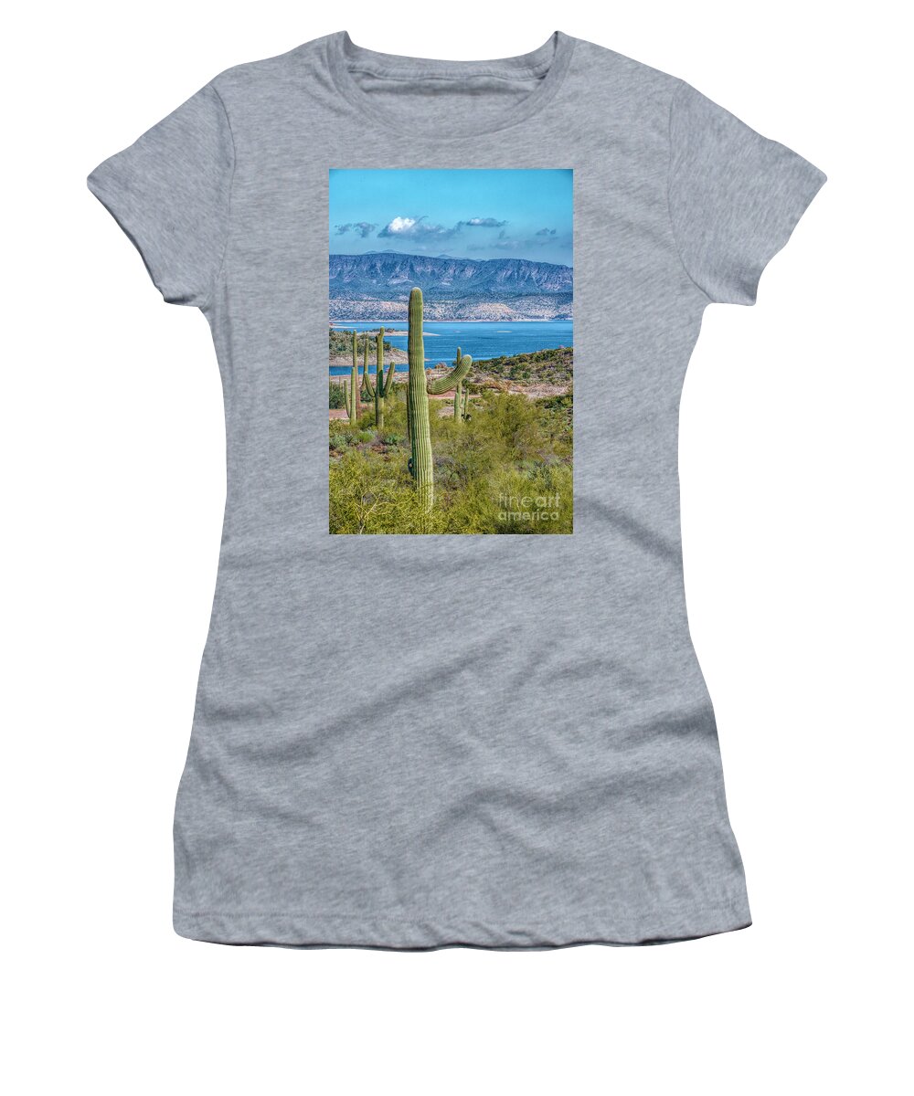 Lake Women's T-Shirt featuring the photograph Saguaro View by Pamela Dunn-Parrish