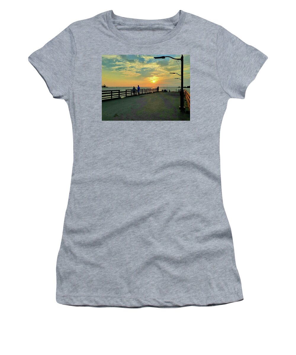 Sunsets Islands. Women's T-Shirt featuring the photograph Saint Simons Island Sunset by Victor Thomason