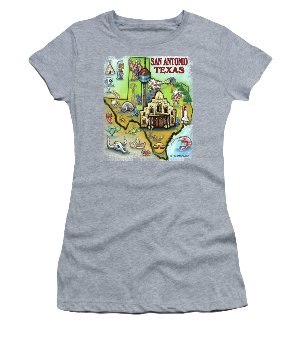 San Antonio Women's T-Shirt featuring the digital art San Antonio Texas by Kevin Middleton