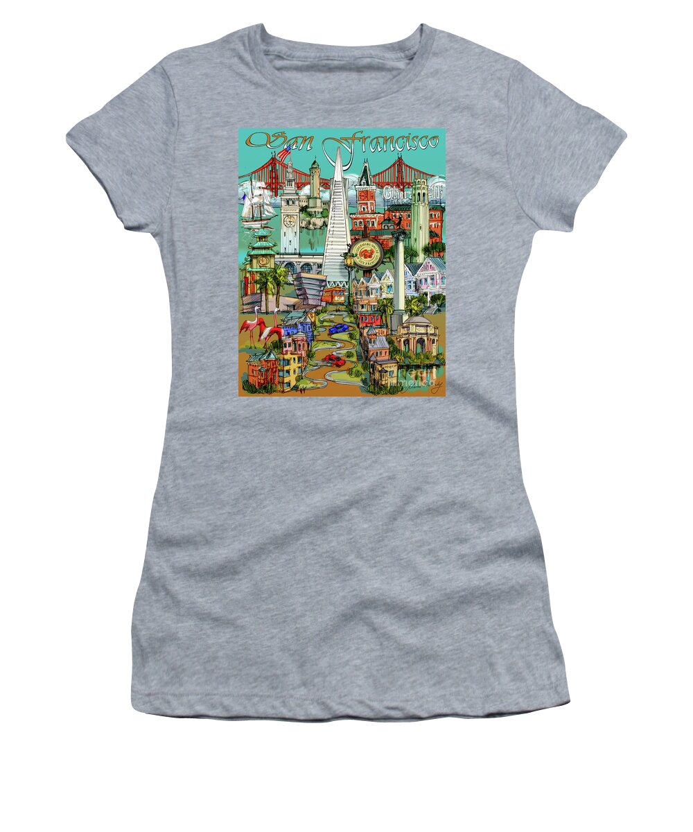 San Francisco Women's T-Shirt featuring the painting San Francisco illustration by Maria Rabinky