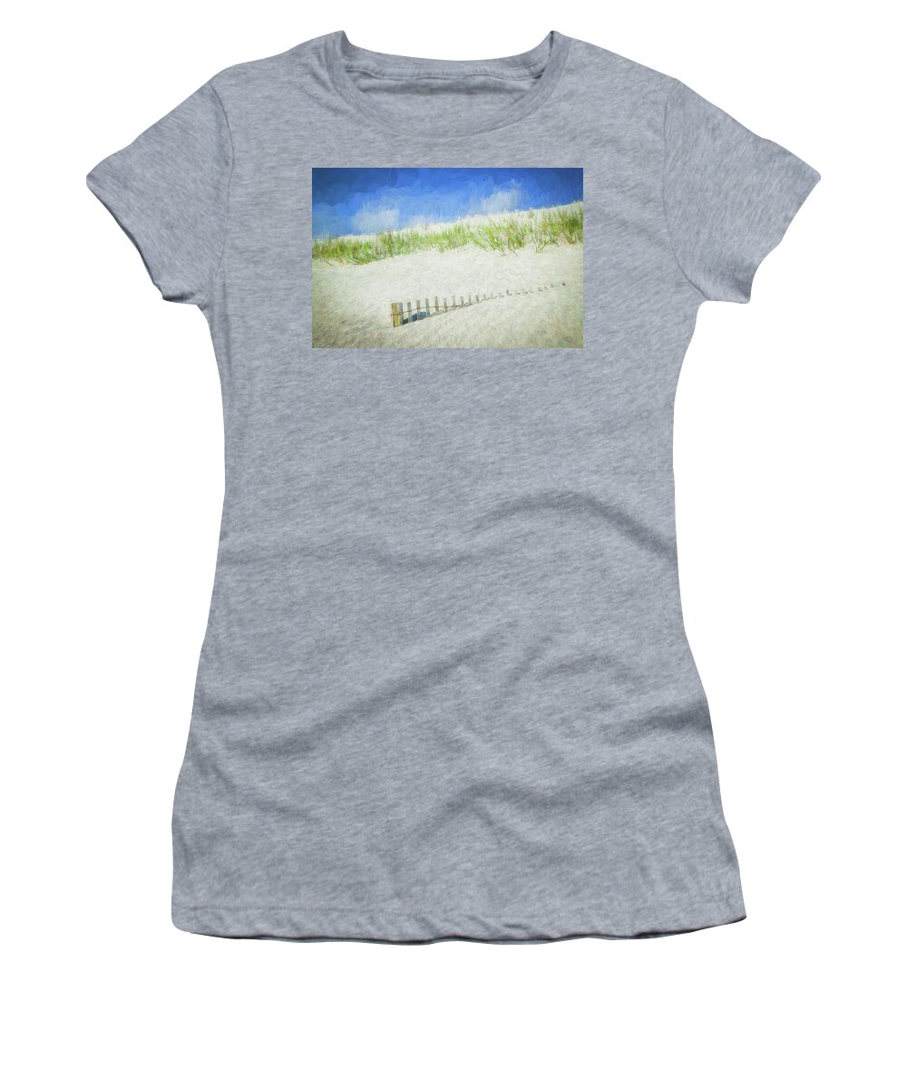 Sand Dunes St. Augustine Florida Women's T-Shirt featuring the photograph Sand Dunes St Augustine Florida X106 by Rich Franco