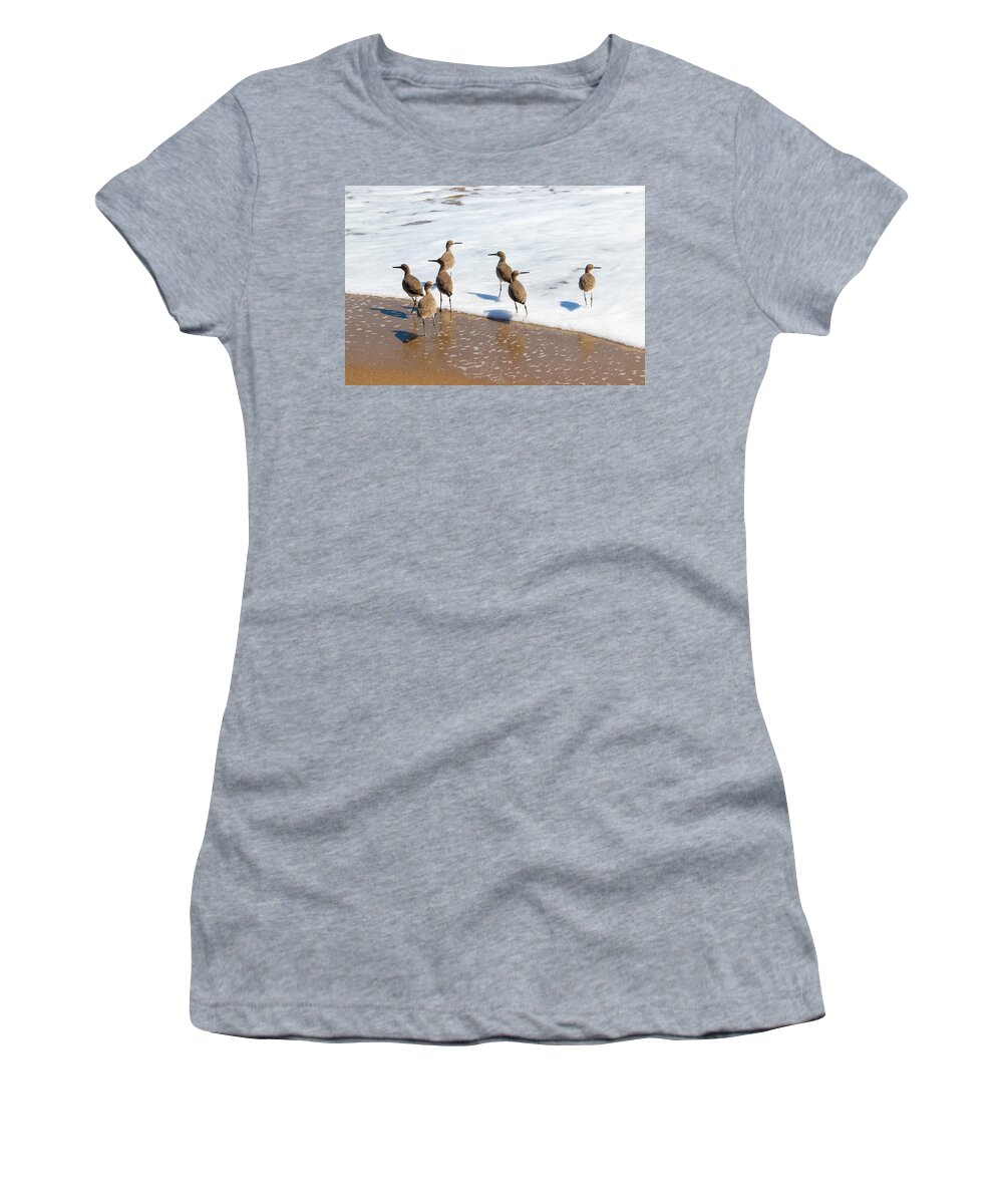 Bird Women's T-Shirt featuring the photograph Sandpipers Ocean Stakeout by Blair Damson