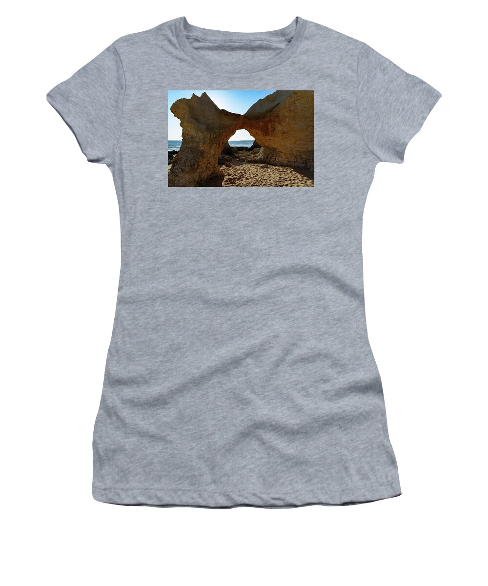 Arch Women's T-Shirt featuring the photograph Sandstone Arch in Gale Beach. Algarve by Angelo DeVal