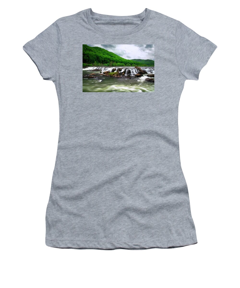Appalachian Women's T-Shirt featuring the photograph Sandstone Falls by Andy Crawford