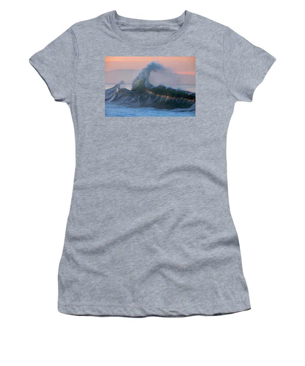 Ocean Wave Women's T-Shirt featuring the photograph Santa Cruz Wave #1 by Carla Brennan