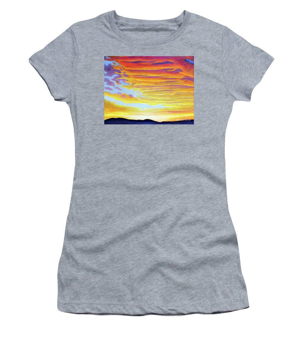 Sunset Women's T-Shirt featuring the painting Saying Goodbye by Brian Commerford