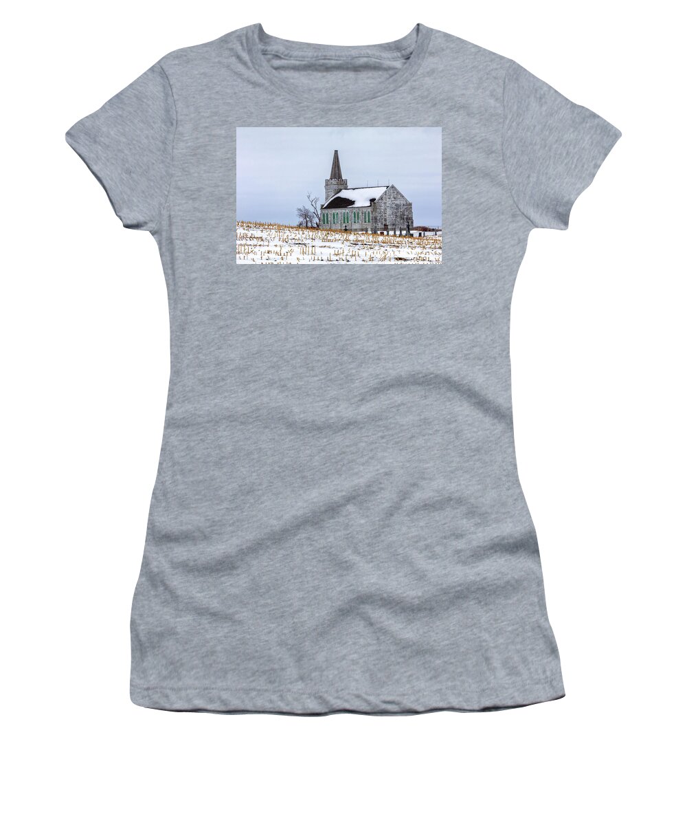 Church Women's T-Shirt featuring the photograph Saying Goodbye to the Old Wilson Chruch by Susan Rissi Tregoning