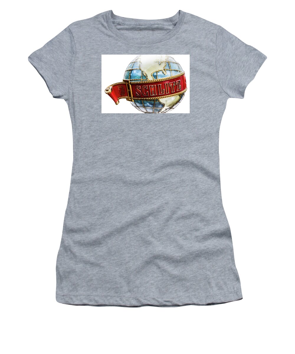 Beer Women's T-Shirt featuring the photograph Schlitz The Pure Mark Globe by Sally Bauer