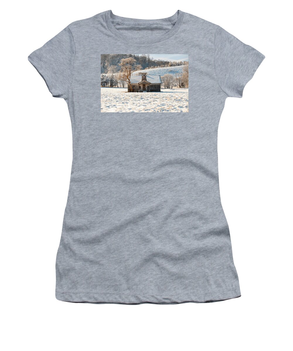 Snow Women's T-Shirt featuring the photograph Schools out for Winter by Alan Riches