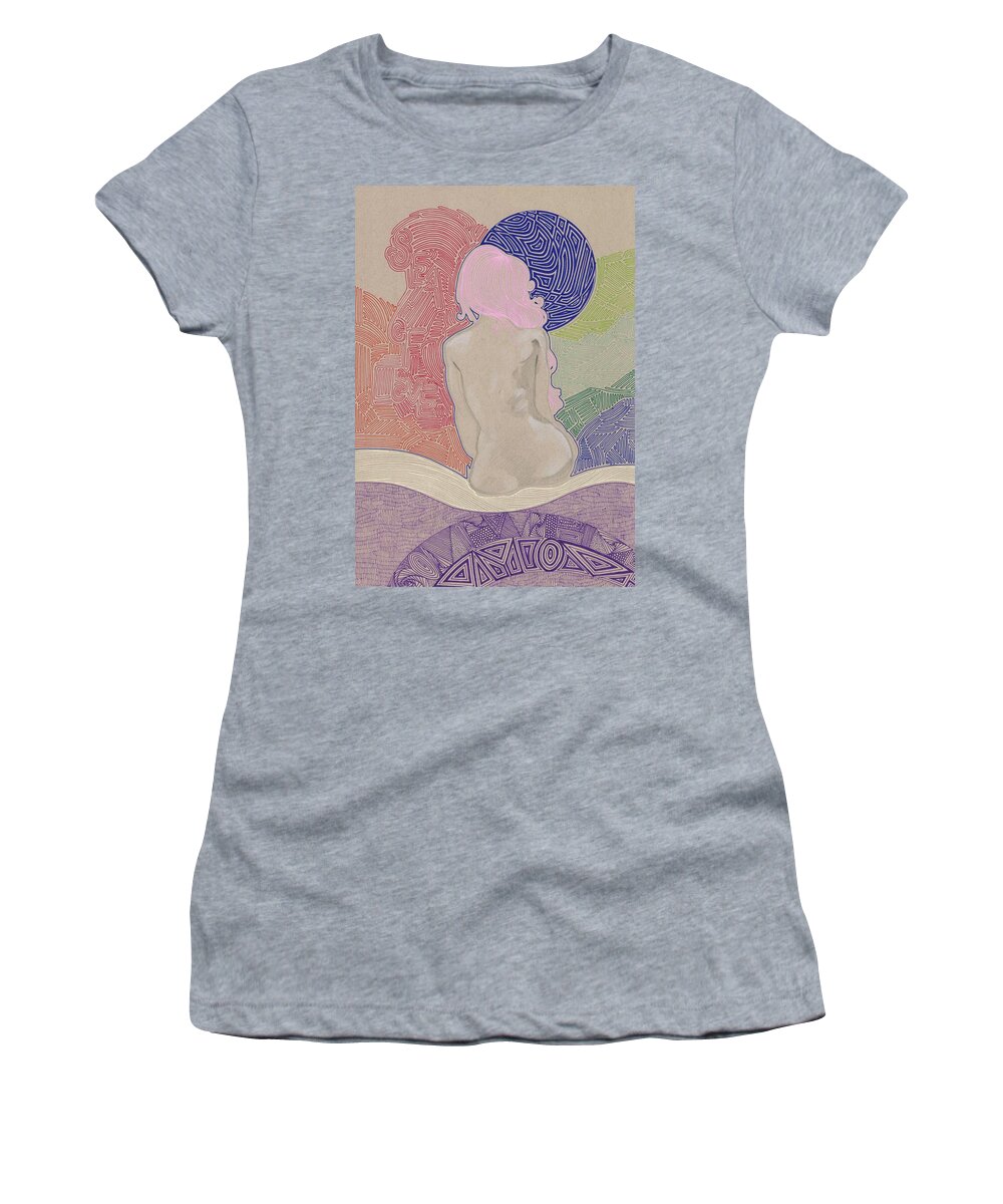 Illustration Women's T-Shirt featuring the drawing Sea Of Love by Miranda Brouwer