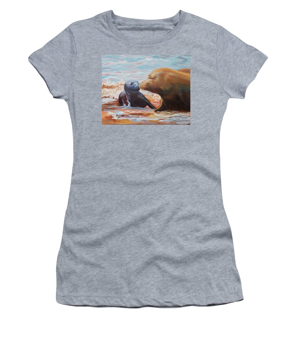 Monk Women's T-Shirt featuring the painting Sealed with a Kiss by Megan Collins