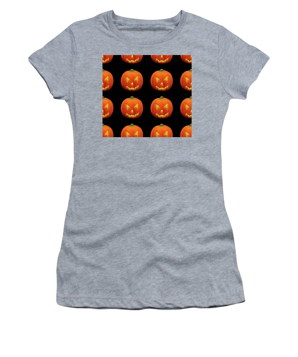 Halloween Women's T-Shirt featuring the photograph Seamless jack o' lantern pattern by Fabiano Di Paolo