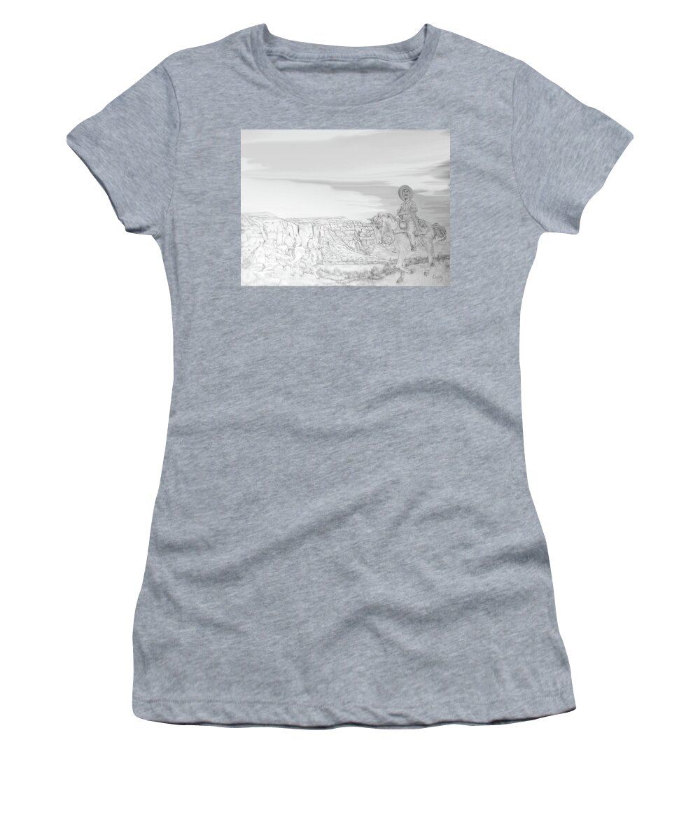 Western Women's T-Shirt featuring the drawing Searching by Carl Owen
