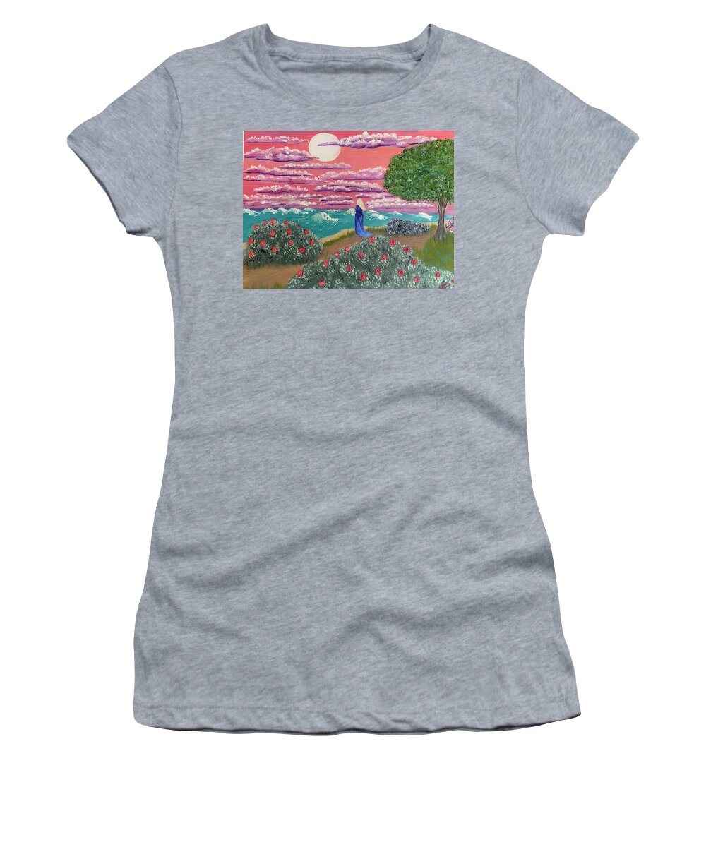 Sea Women's T-Shirt featuring the painting Searching by Lisa White