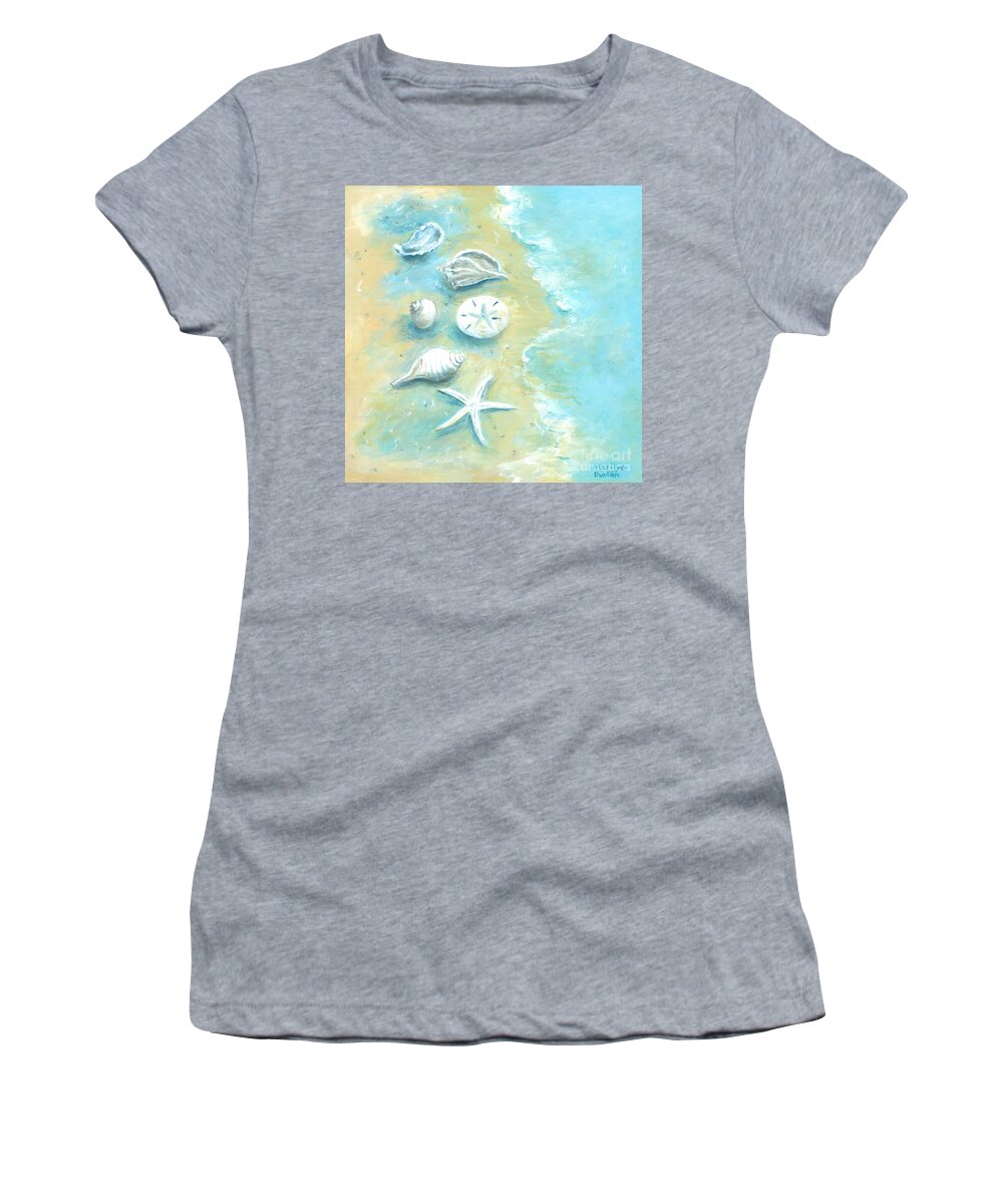 Seashells Women's T-Shirt featuring the painting Seashells On The Beach I by Marilyn Dunlap