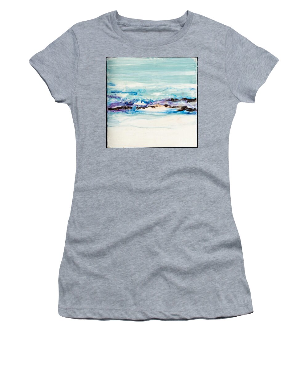 Abstract Women's T-Shirt featuring the digital art Seaside Series II - Colorful Abstract Contemporary Acrylic Painting by Sambel Pedes