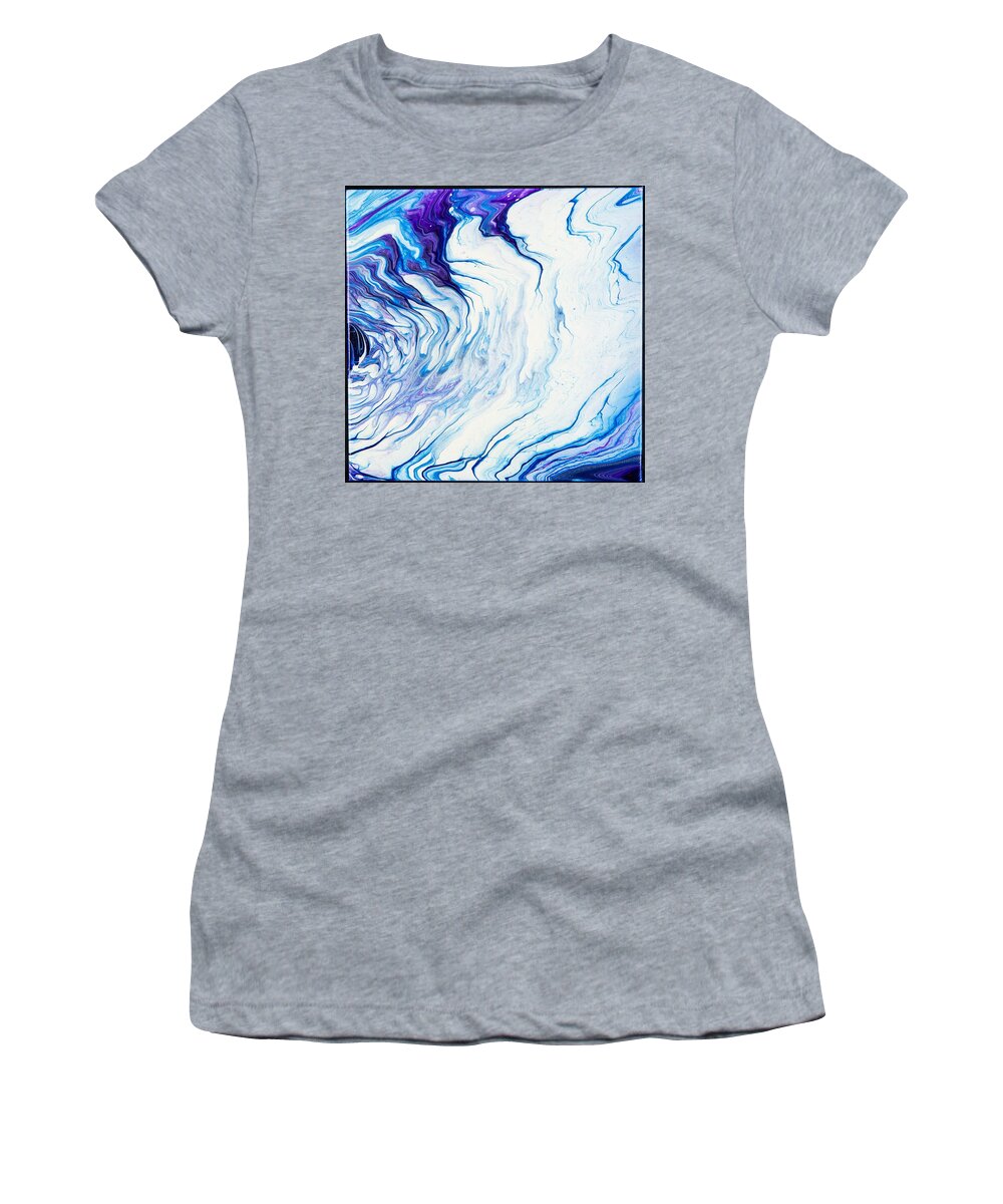 Abstract Women's T-Shirt featuring the digital art Seawaves - Colorful Flowing Liquid Marble Abstract Contemporary Acrylic Painting by Sambel Pedes