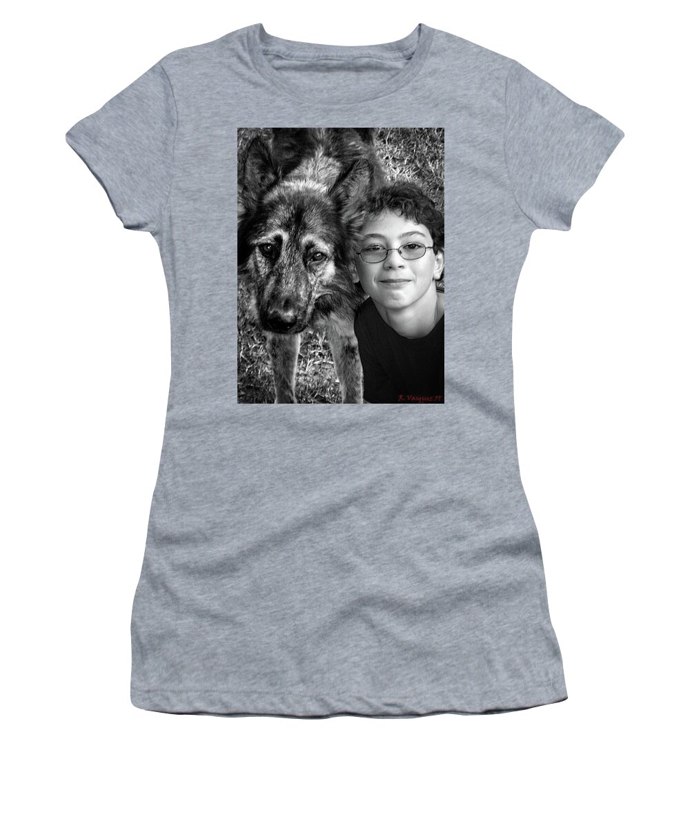 Cat Women's T-Shirt featuring the photograph Shadow The Old One and Life Long Friend by Rene Vasquez