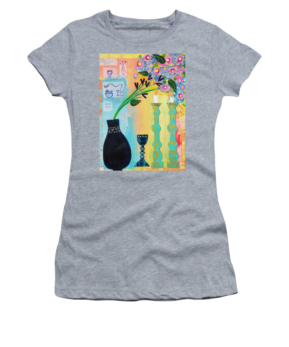 Vase Women's T-Shirt featuring the mixed media Shalom Bayit #4 by Julia Malakoff