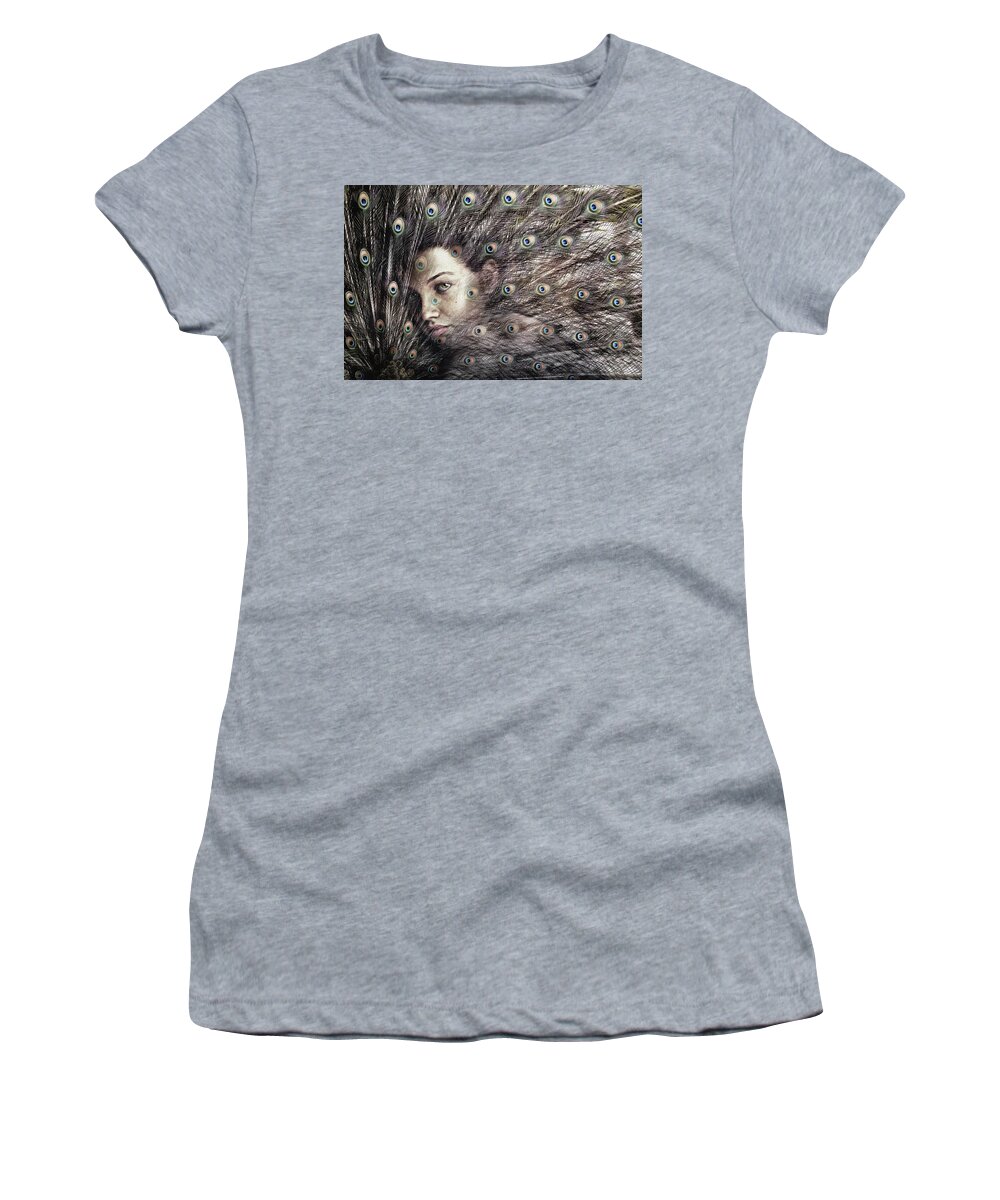 Woman Women's T-Shirt featuring the mixed media Shelter by Jacky Gerritsen