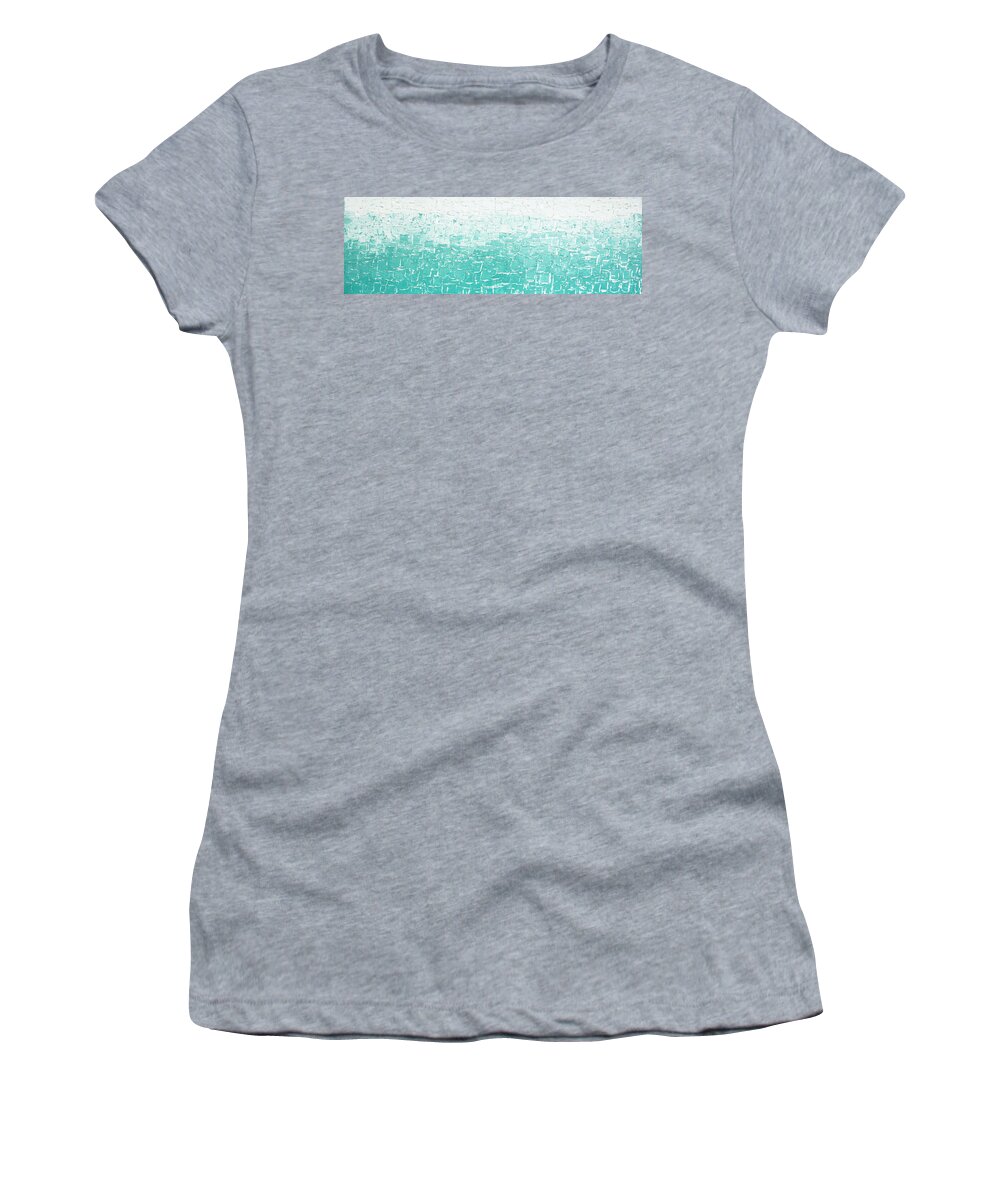 Shimmer Women's T-Shirt featuring the painting Shimmering Teal by Linda Bailey
