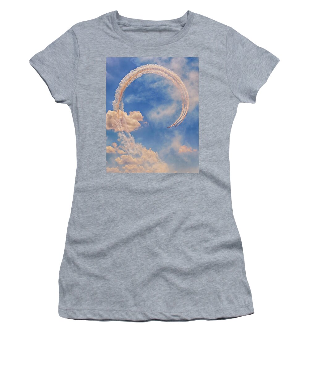 Airshow Women's T-Shirt featuring the photograph Shoot the Loop by Susan Rissi Tregoning