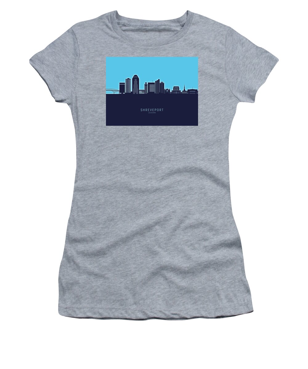 Shreveport Women's T-Shirt featuring the digital art Shreveport Louisiana Skyline #28 by Michael Tompsett