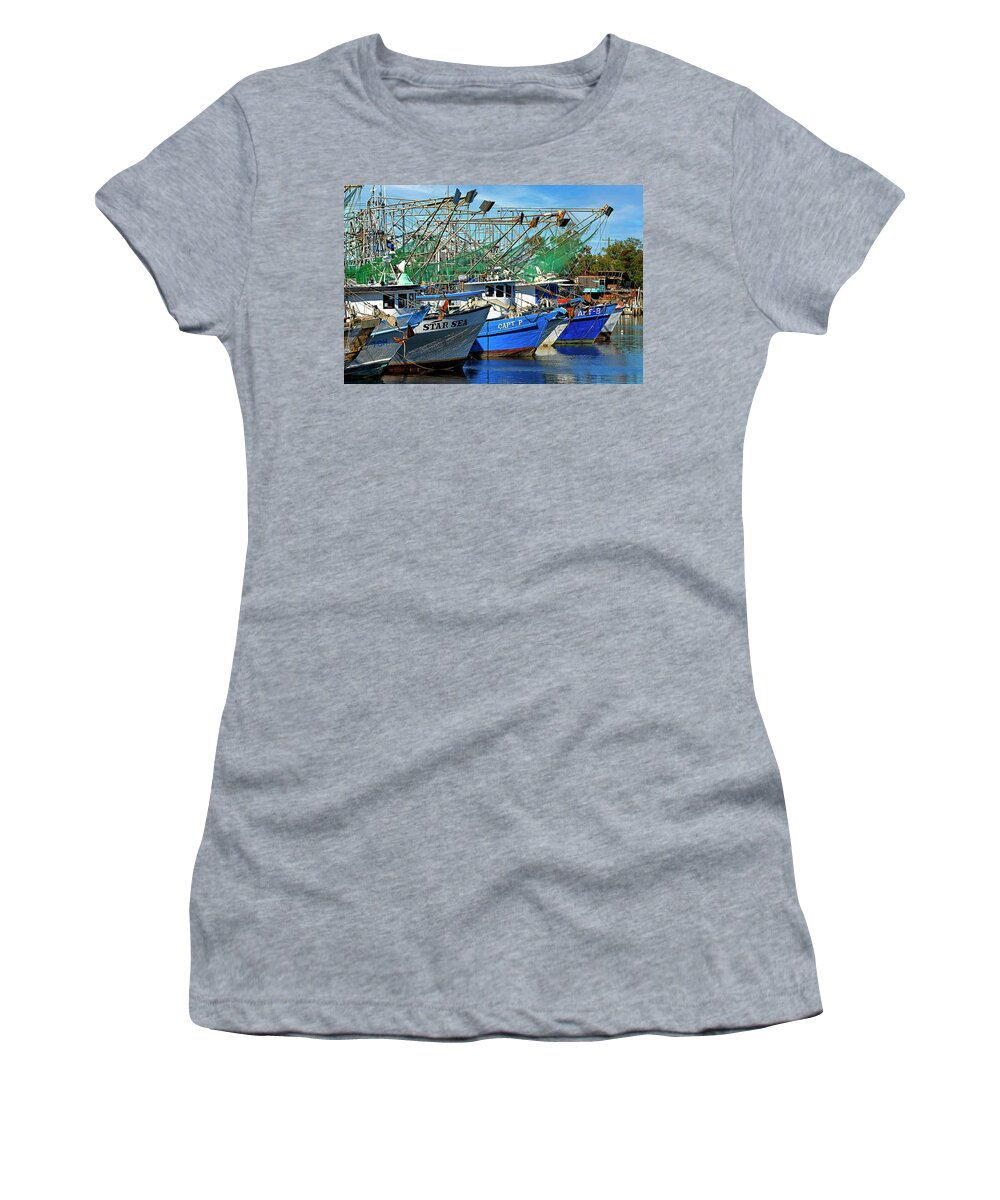 Louisiana Women's T-Shirt featuring the photograph Shrimpers Row by Andy Crawford