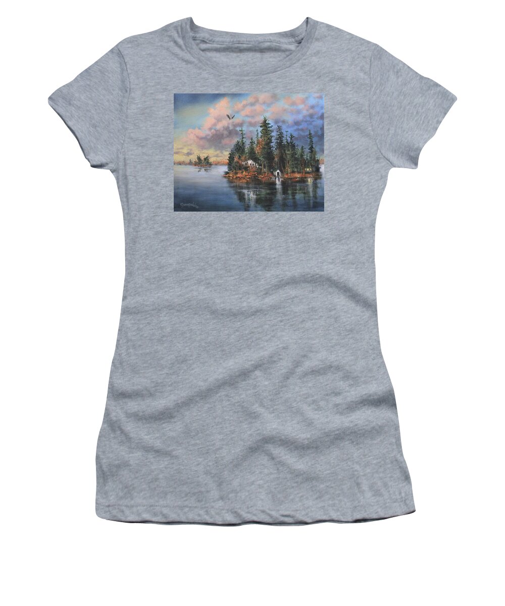 Wisconsin Women's T-Shirt featuring the painting Shropshire Island by Tom Shropshire