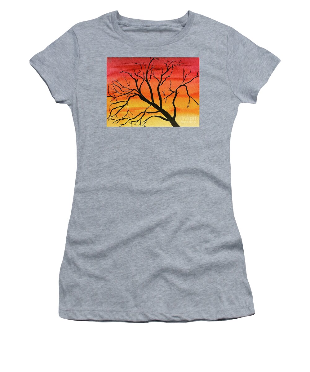 Tree Women's T-Shirt featuring the mixed media Silhouette by Lisa Neuman