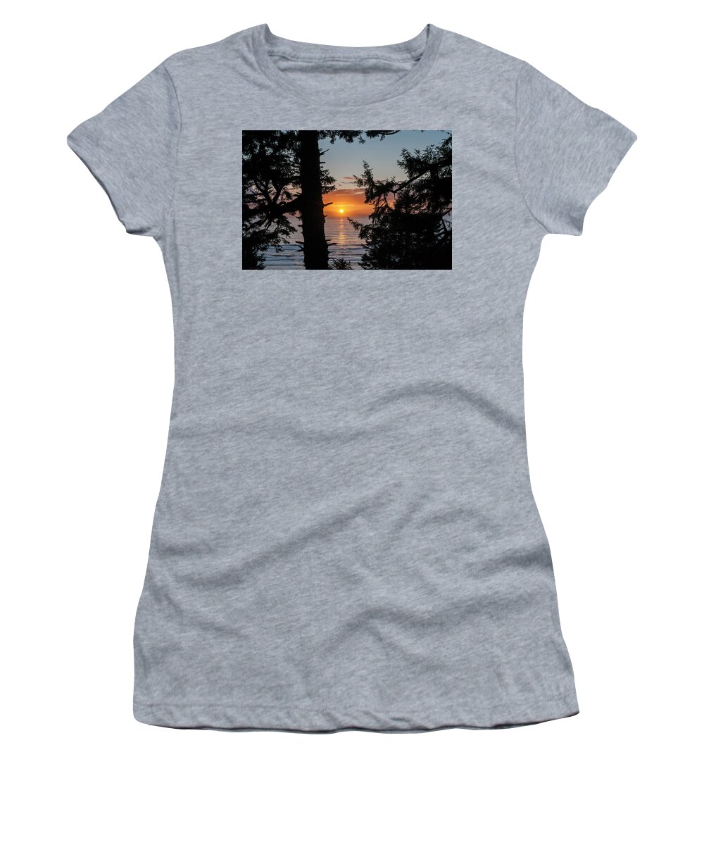 Afternoon Women's T-Shirt featuring the photograph Silhouettes of Spruce Trees                  by Robert Potts