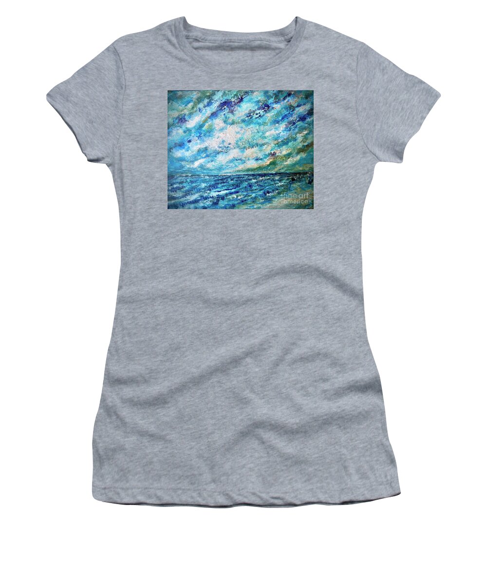 Sea Women's T-Shirt featuring the painting Silver Sea by Francelle Theriot