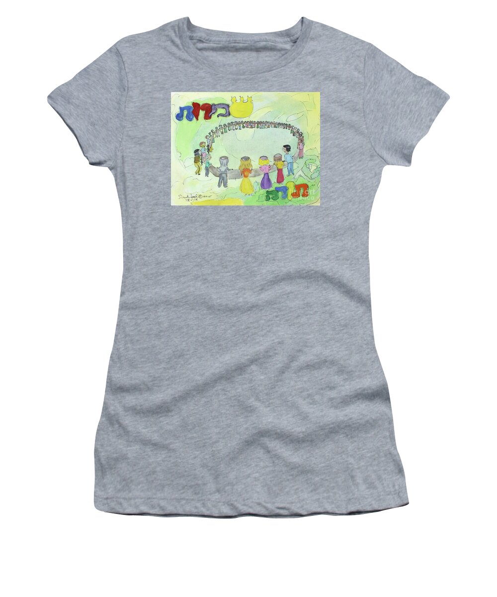 Simchat Torah Women's T-Shirt featuring the painting Simchat Torah st4 by Hebrewletters SL