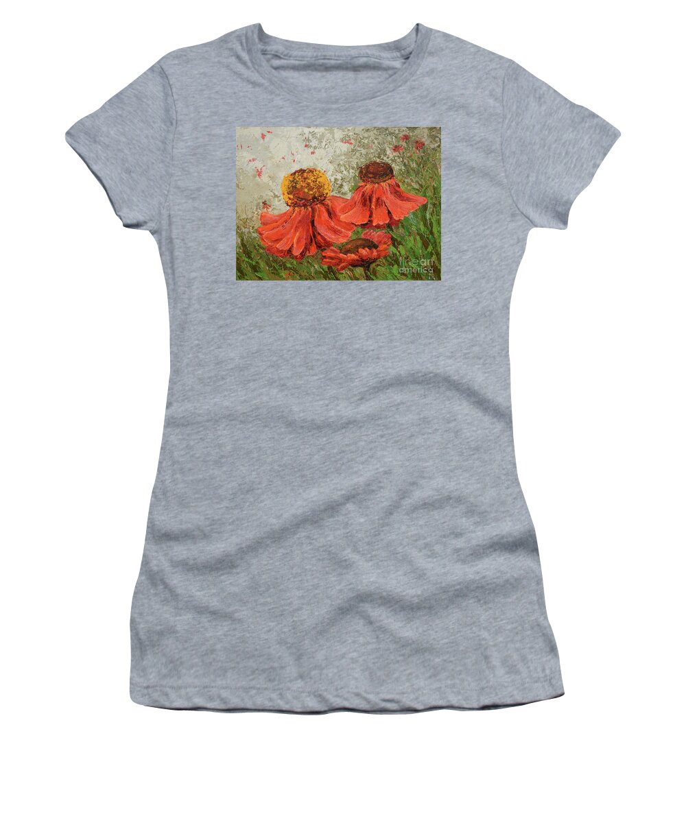 Flowers Women's T-Shirt featuring the painting Sister Flowers by Cheryl McClure