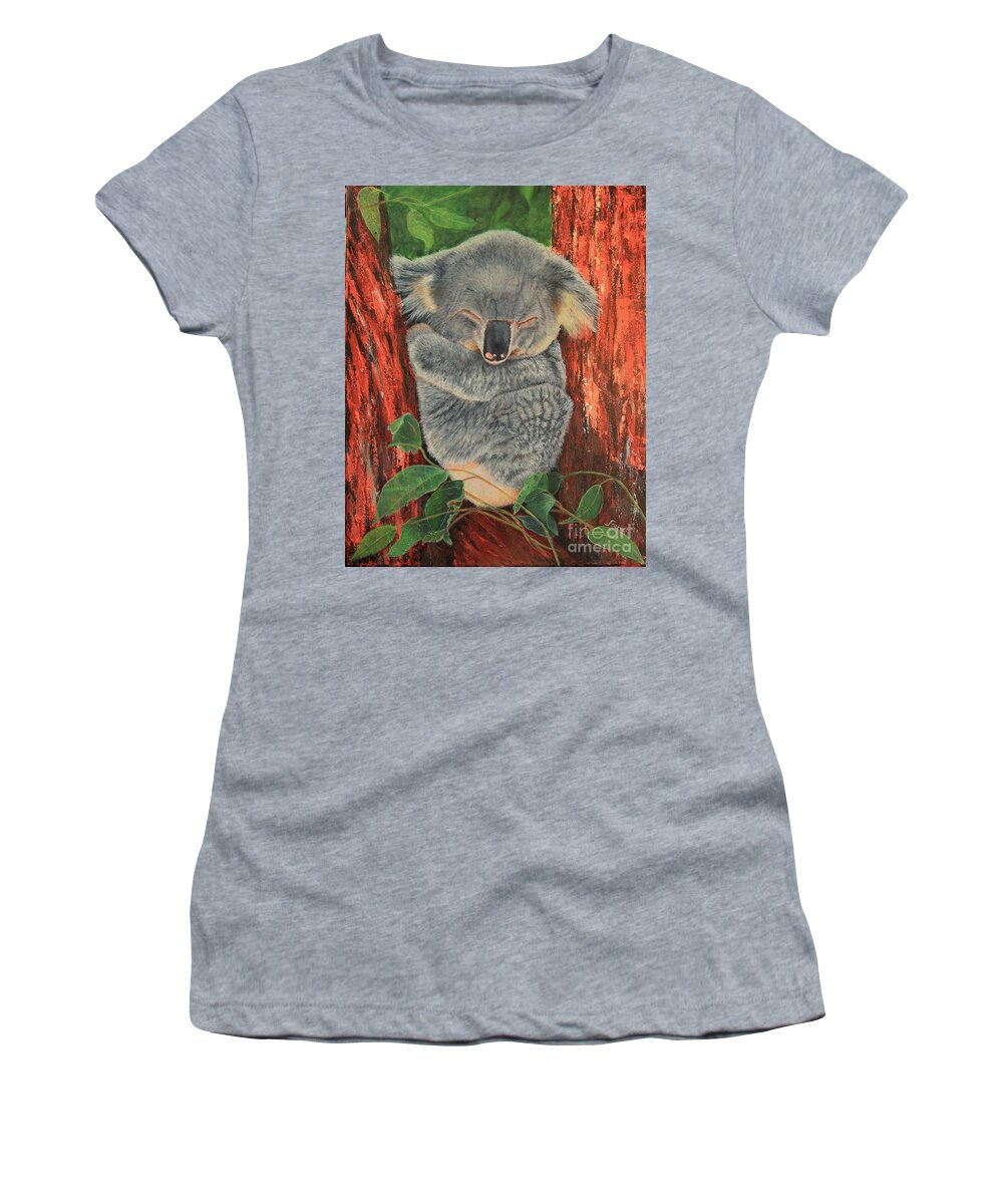 Koala Women's T-Shirt featuring the painting Sleeping Koala by Jeanette French