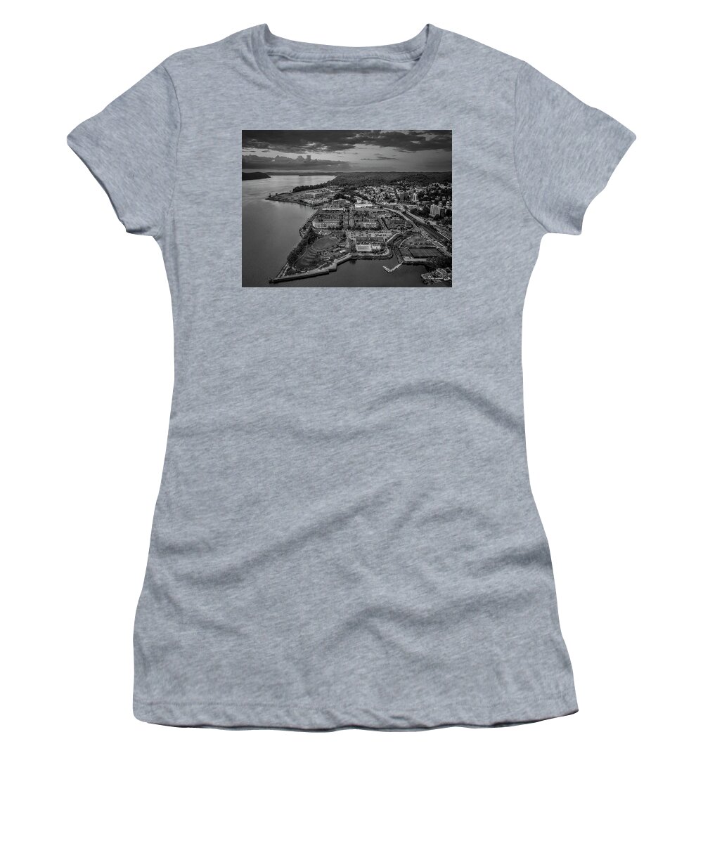 Tarrytown Women's T-Shirt featuring the photograph Sleepy Hollow Tarrytown NY BW by Susan Candelario