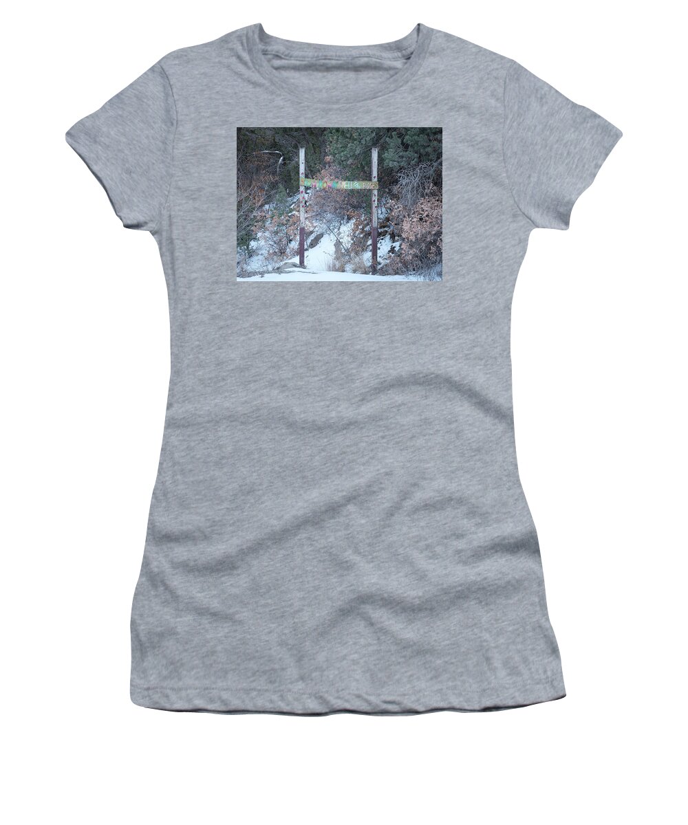Sign Women's T-Shirt featuring the photograph Slow Down and Smell the Roses by Mary Lee Dereske