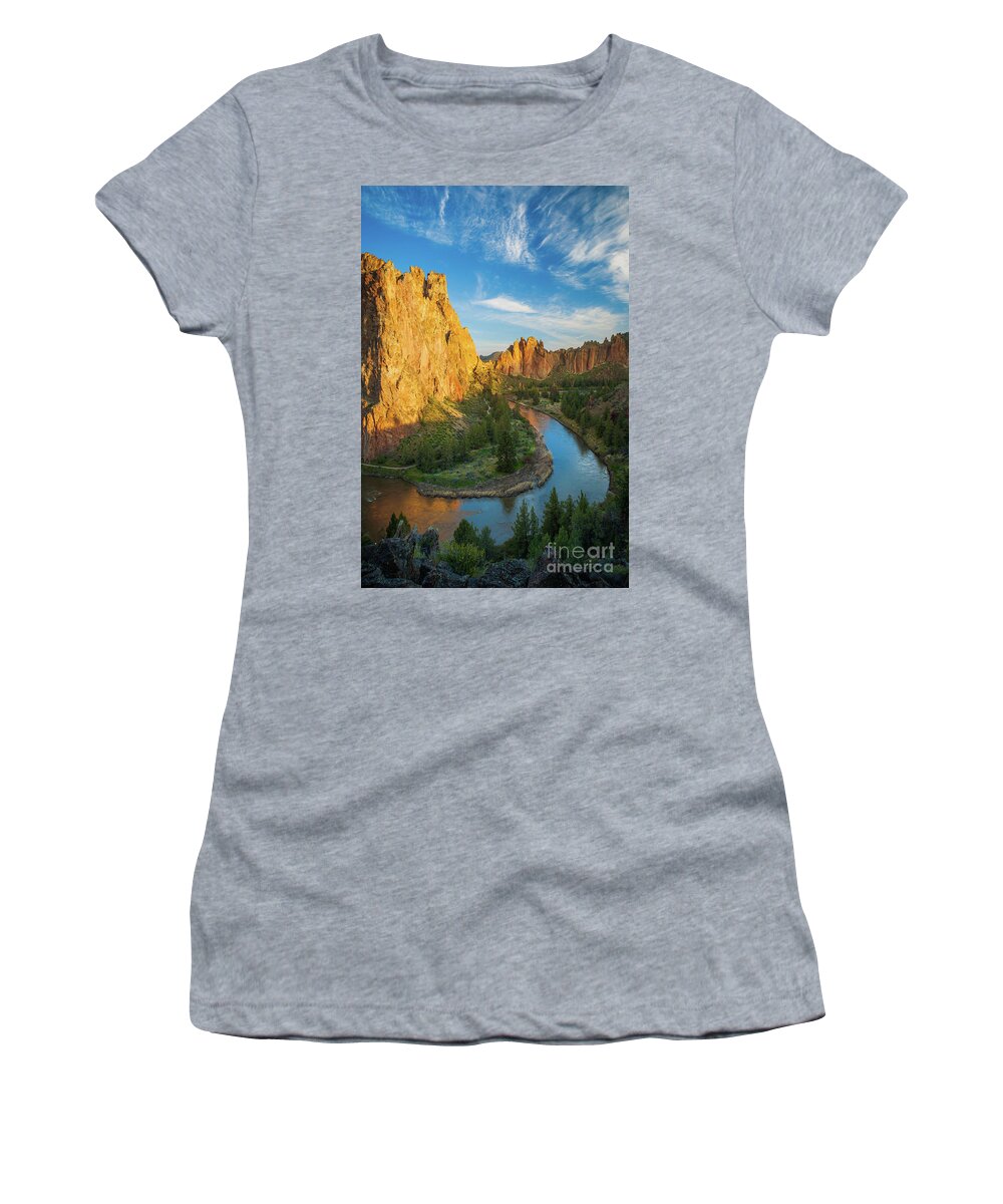 America Women's T-Shirt featuring the photograph Smith Rock River Bend by Inge Johnsson