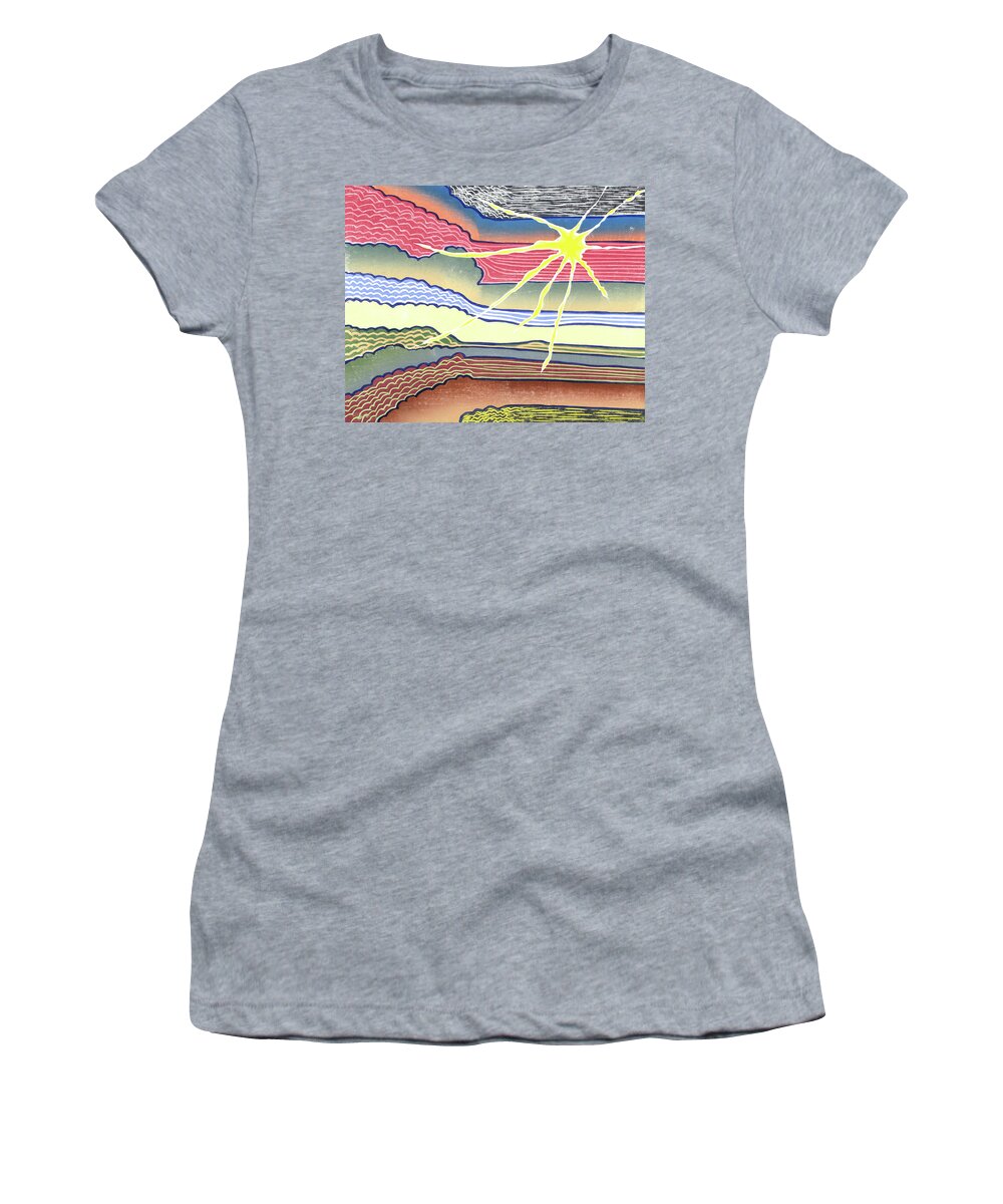 Woodcuts Women's T-Shirt featuring the relief Smoothing the Rough by Ben Bohnsack