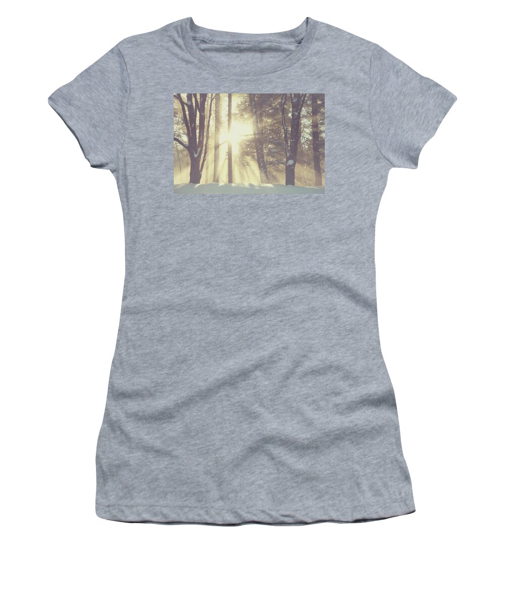 Winter Women's T-Shirt featuring the photograph Snow Beams by Carrie Ann Grippo-Pike