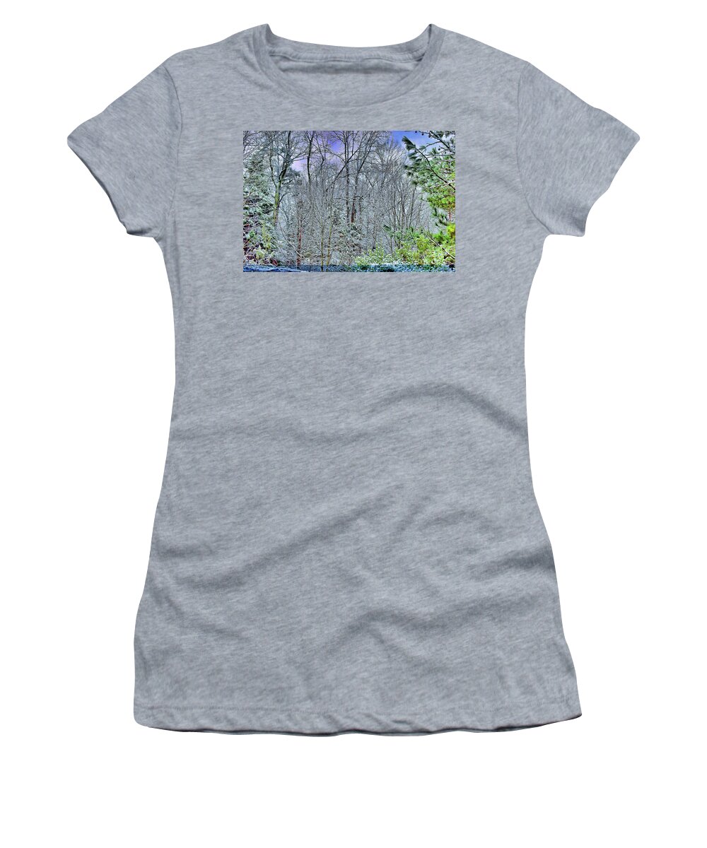 Forest Women's T-Shirt featuring the photograph Snow Covered Forest by Roberta Byram