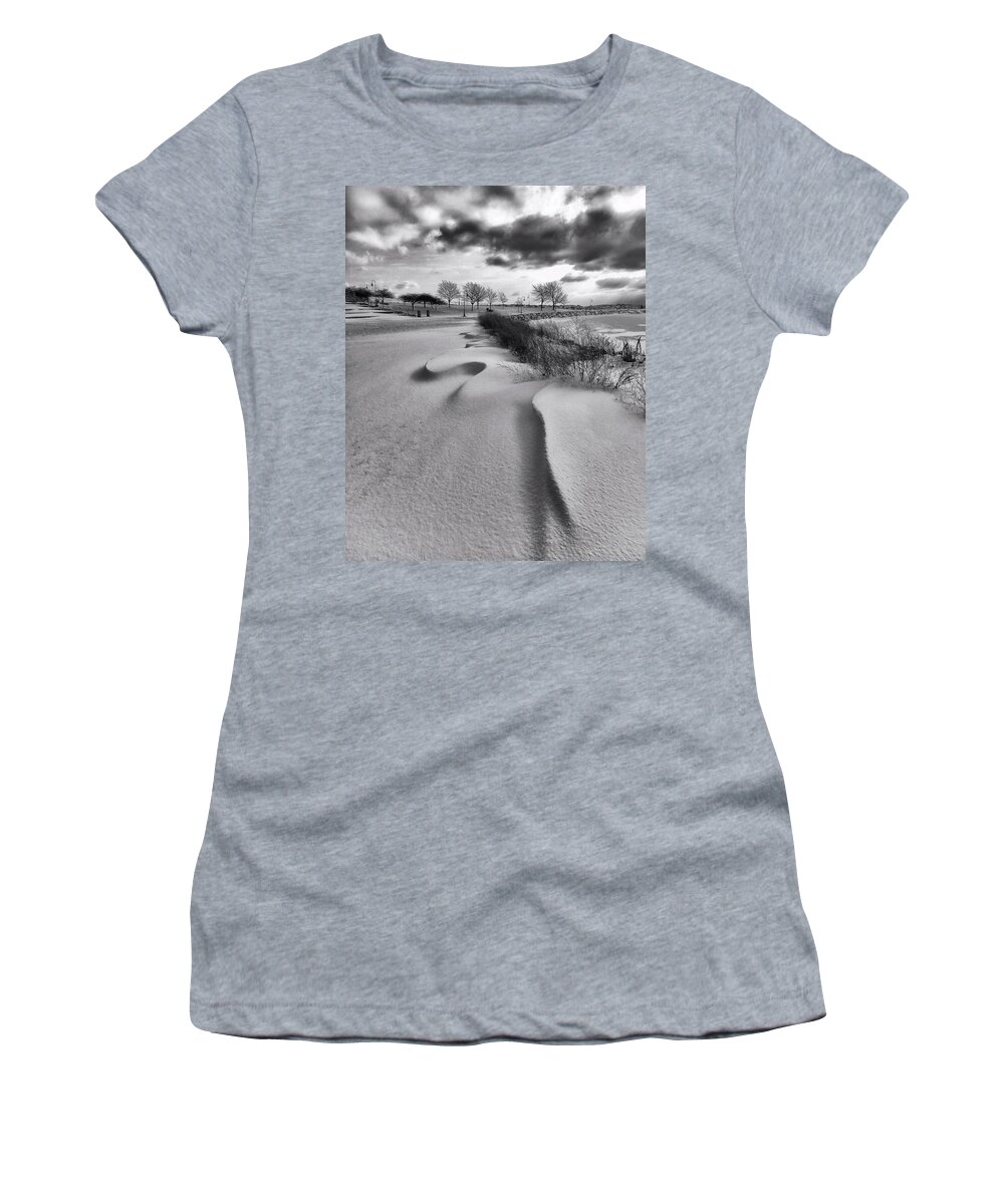 Racine Women's T-Shirt featuring the photograph Snow Drifts in Racine by Scott Olsen