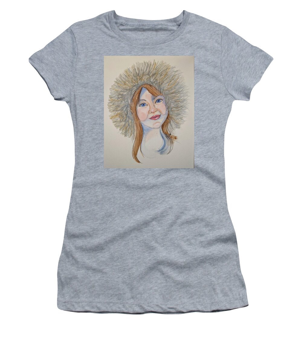 Girl Women's T-Shirt featuring the painting Snow girl by Lisa Mutch