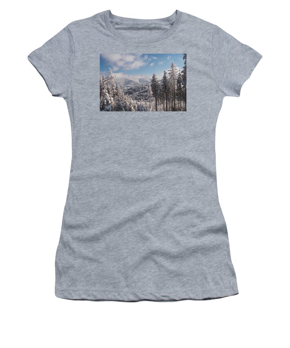 Highlands Women's T-Shirt featuring the photograph Snowy wild landscape by Vaclav Sonnek