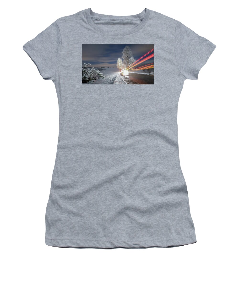 Winter Women's T-Shirt featuring the photograph Snowy winter wonderland by Andrew Lalchan
